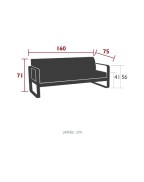 Canapé de jardin coussins GRIS GRAPHITE 160x75 cm BELLEVIE / 2 places - FERMOB