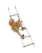 Échelle en bois 7 barreaux KBT pour balançoire avec anneaux galvanisés et surmoulage PP noir