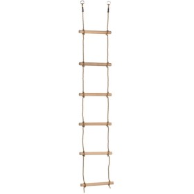 Echelle Échelle en bois 7 barreaux KBT pour balançoire avec anneaux galvanisés et surmoulage PP noir7 barreaux KBT