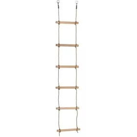 Echelle Échelle en bois 7 barreaux KBT pour balançoire avec anneaux galvanisés et surmoulage PP noir7 barreaux KBT