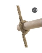 Échelle en bois 7 barreaux KBT pour balançoire avec anneaux galvanisés et surmoulage PP noir