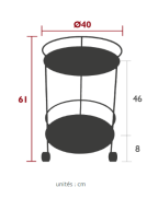 Guéridon à roulette Guinguette Ø40cm - FERMOB