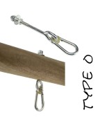 Crochet de balançoire type O KBT en acier galvanisé avec mousqueton nylon pour installation sécurisée