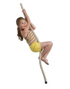 Corde lisse à grimper KBT 2 m en chanvre avec anneaux galvanisés pour portique d’enfants