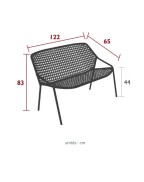 Banquette de jardin 122 x 65 cm CROISETTE / 2 places - FERMOB