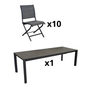 Table extensible MILO et chaises de jardin pour 10 personnes - Proloisirs