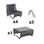 Salon bas de jardin design JET STREAM Les Jardins 4 places en aluminium gris avec toile Batyline