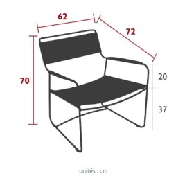 Fauteuil bas design Fermob Surprising en cuir pleine fleur avec structure en acier cintré
