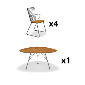 Salon de jardin table LEAF avec 4 chaises PAON / 4 places - HOUE
