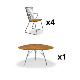 Salon de jardin table LEAF avec 4 chaises PAON / 4 places - HOUE