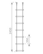 Échelle en bois 7 barreaux KBT pour balançoire avec anneaux galvanisés et surmoulage PP noir