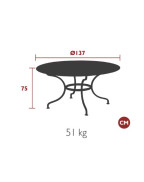 Table de jardin Ø 137 cm ROMANE / 8 places - FERMOB