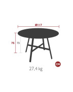 Table de jardin SO'O Ø117 cm / 6 places - FERMOB