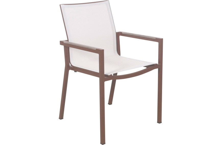 Fauteuil de jardin empilable Amaka LES JARDINS en aluminium et PVC tissé pour extérieur