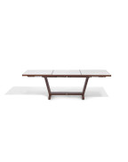 Table de jardin extensible AMAKA corten/blanc 164-246 x 102 cm / 10 places - LES JARDINS