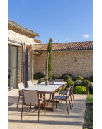 Table de jardin extensible AMAKA corten/blanc 164-246 x 102 cm / 10 places - LES JARDINS