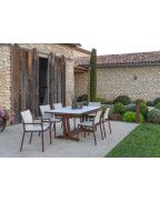 Table de jardin extensible AMAKA corten/blanc 164-246 x 102 cm / 10 places - LES JARDINS