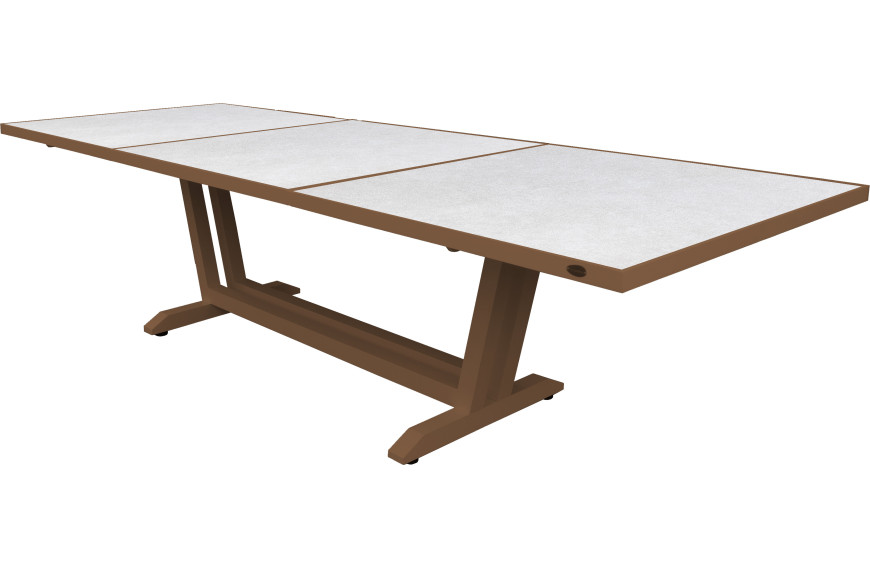 Table de jardin extensible AMAKA corten/blanc 164-246 x 102 cm / 10 places - LES JARDINS