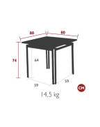 Table de jardin 80x80 cm COSTA / 4 places - FERMOB