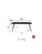 Table de jardin 207x100 cm LUXEMBOURG / 8 places - FERMOB