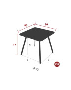 Table de jardin LUXEMBOURG 80x80 cm / 4 places -FERMOB