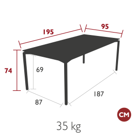 Table à manger mât velouté 195x95 cm CALVI / 8 places - FERMOB