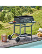 Chariot roulant pour plancha ACIER NOIR GRIS TRA_NG - FORGE ADOUR