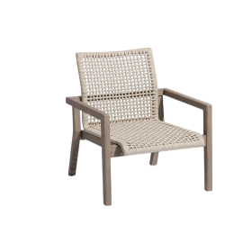 Fauteuil de jardin design COPENHAGUE Blanc chiné Les Jardins en corde et teck