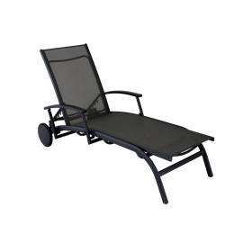 bain de soleil avec accoudoirs ÉLÉGANCE OCÉO en aluminium et toile TPEP réglable pour extérieur