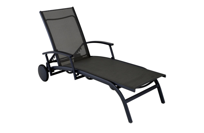 bain de soleil avec accoudoirs ÉLÉGANCE OCÉO en aluminium et toile TPEP réglable pour extérieur