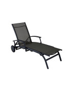 bain de soleil avec accoudoirs ÉLÉGANCE OCÉO en aluminium et toile TPEP réglable pour extérieur