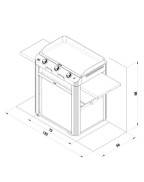 Combo plancha FUSION 75 inox ENO avec chariot inox, étagères et couvercle de protection