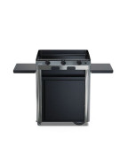 Combo plancha FUSION 75 inox ENO avec chariot inox, étagères et couvercle de protection