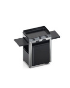 Combo plancha FUSION 75 inox ENO avec chariot inox, étagères et couvercle de protection