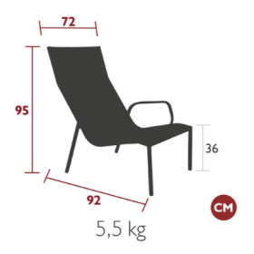 Fauteuil bas de jardin Cadiz Fermob lounge en aluminium et toile Batyline empilable