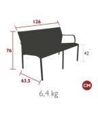 Banquette de jardin Cadiz Fermob 2 places en aluminium et toile Batyline design