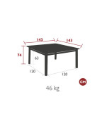 Table de jardin 143x143cm CRAFT / 8 places - FERMOB