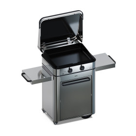 Plancha à gaz ENO ENOSIGN 65 Inox 2 feux sur chariot inox marin, idéale pour 8 personnes
