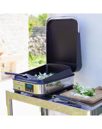 Capot pour plancha ENOSIGN 40 ENO en acier noir satiné avec poignée aluminium