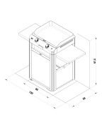 Plancha à gaz COMBO FUSION 60 ENO en inox marin avec chariot et tablettes rabattables
