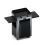 Plancha à gaz COMBO FUSION 60 ENO en inox marin avec chariot et tablettes rabattables