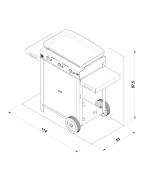 Plancha à gaz COMBO INITIAL 65 ENO sur chariot avec tablettes amovibles