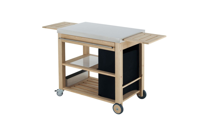 Chariot pour plancha MOBILOT ENO en bois de robinier avec plateau inox