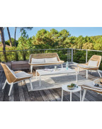 table basse de jardin AMBIANCE 131x76 cm en aluminium et céramique OCÉO