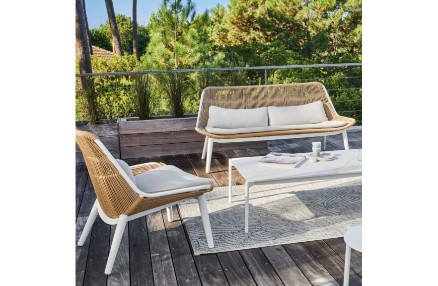Salon bas de jardin COMO 4 places OCEO avec coussins déhoussables et structure aluminium