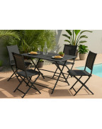 Salon de jardin repas ÉLÉGANCE GLOBE GRAPHITE / 4 places - PROLOISIRS