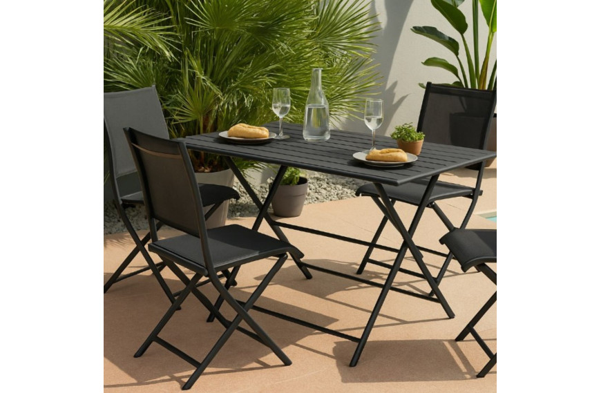 Salon de jardin repas ÉLÉGANCE GLOBE GRAPHITE / 4 places - PROLOISIRS