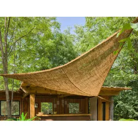 Ombrière triangle naturelle en fibres de coco 3.5m - JARDILINE