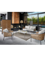 table basse de jardin AMBIANCE 131x76 cm en aluminium et céramique OCÉO