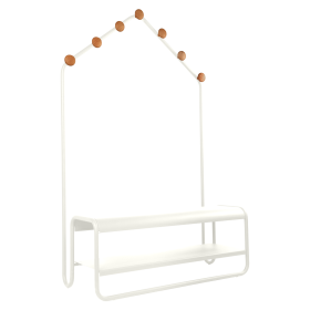 Vestiaire Funambule Fermob meuble design d’entrée avec banc et patères en acier et bois